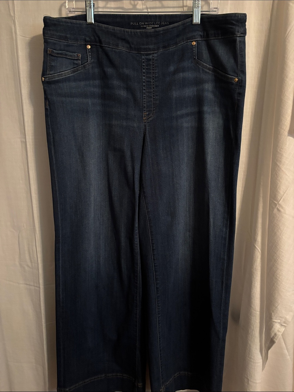 Chico's Dark Blue Pull-On Wide Leg Jeans - Picture 3 of 4